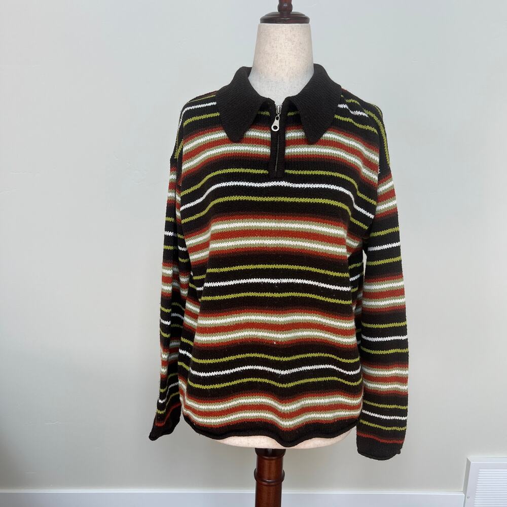 EXPRESS TRICOT Women's Quarter Zip Striped Pullover Sweater Size XS